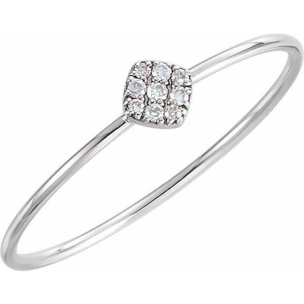14K White 1/8 CTW Natural Diamond Petite Cluster Ring