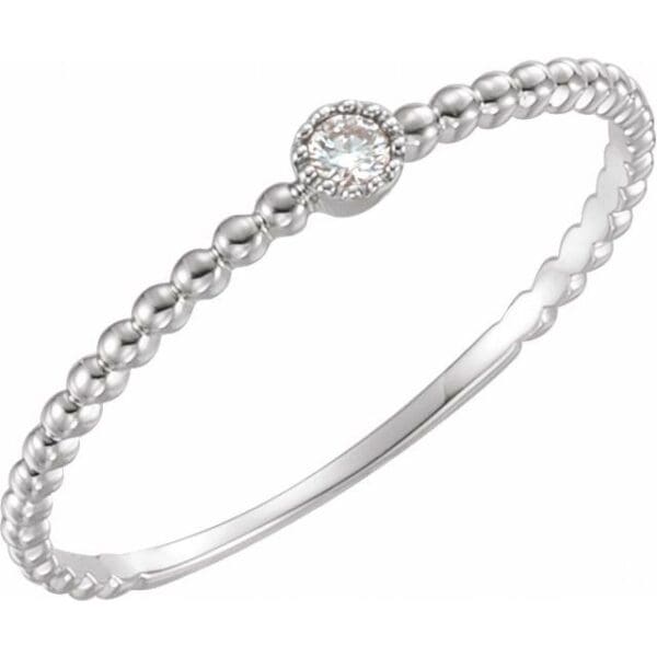 14K Rose .03 CTW Natural Diamond Beaded Bezel-Set Ring