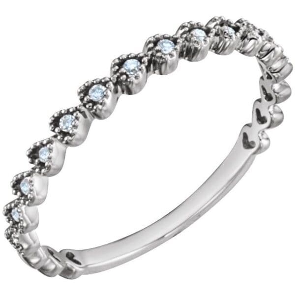 14K White .06 CTW Natural Diamond Stackable Heart Ring