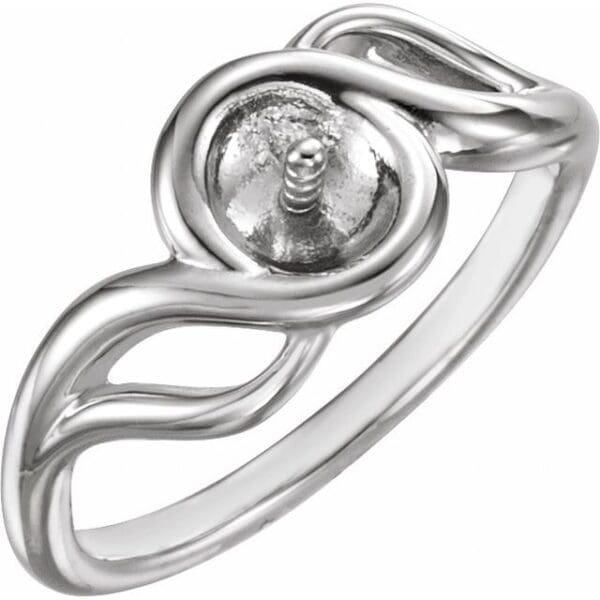 14K White Ring Mounting for 7 mm Pearl
