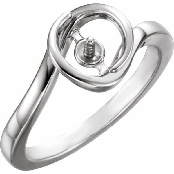 14K White Cultured White Freshwater Pearl Ring