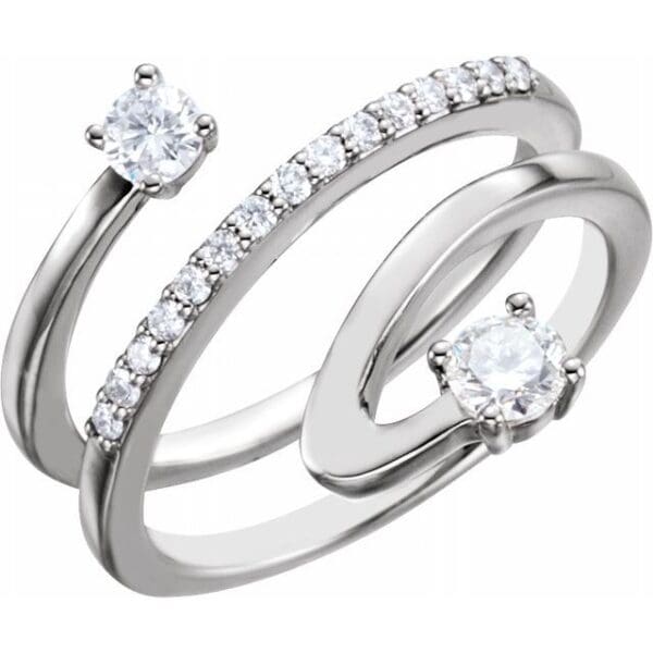 14K White 1/2 CTW Natural Diamond Freeform Ring
