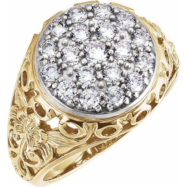 14K Yellow 3.2 mm Round Cluster Ring Mounting