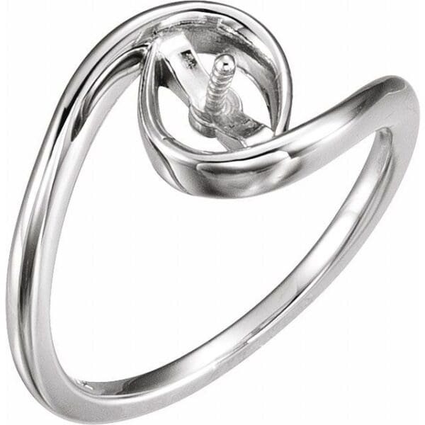 14K White Ring Mounting for 8 mm Pearl