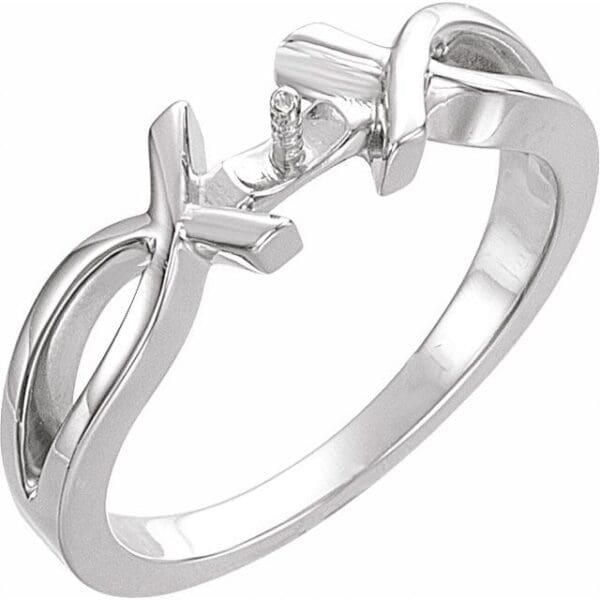 14K White Ring Mounting for 7 mm Pearl
