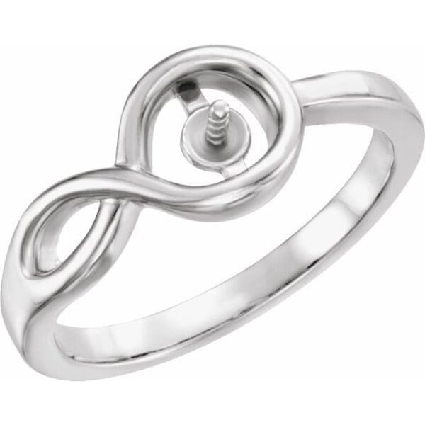 14K White Cultured White Freshwater Pearl Ring