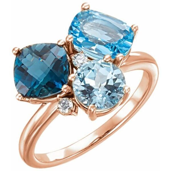 14K White Multi-Shape Cluster Ring