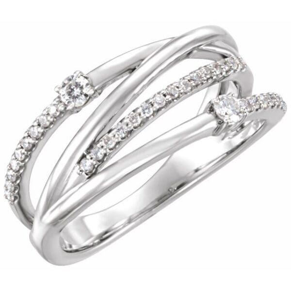 14K White 1/4 CTW Natural Diamond Criss-Cross Ring