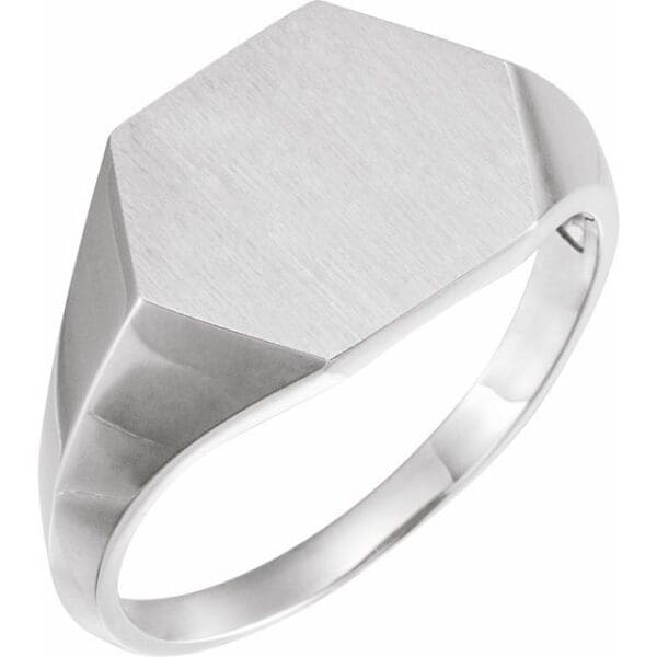 14K Yellow 14 mm Hexagon Signet Ring