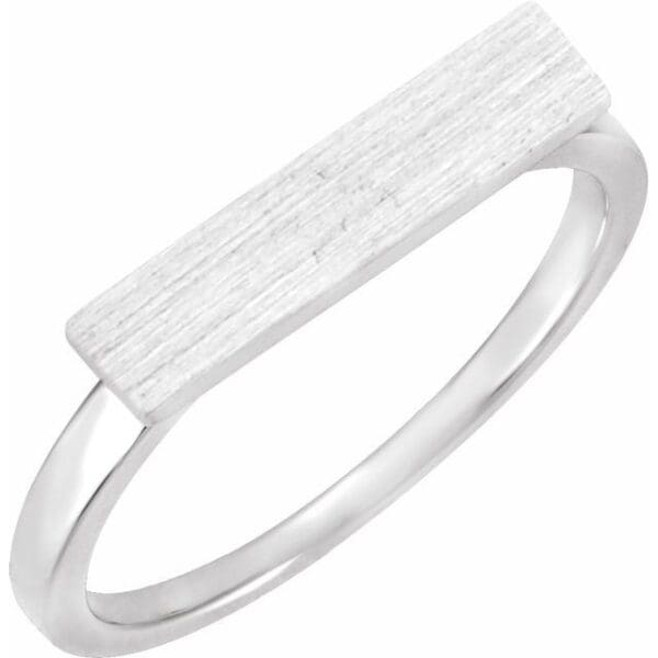 14K White 16x4 mm Rectangle Signet Ring