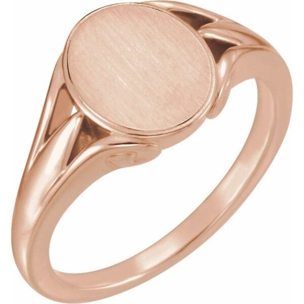 14K Yellow 12x10 mm Oval Signet Ring