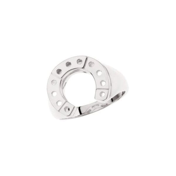 14K White 2.2 mm Round Men's Horseshoe Ring Mounting