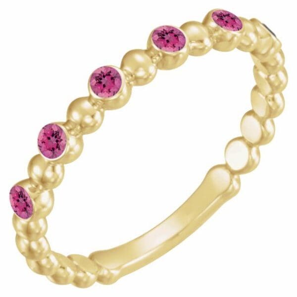 14K Yellow Natural Blue Sapphire Stackable Ring