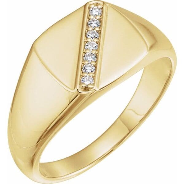 14K Yellow 1/10 CTW Natural Diamond 12 mm Square Signet Ring