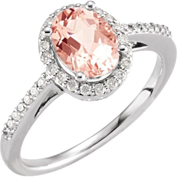 14K Rose Natural Morganite & 1/5 CTW Natural Diamond Ring