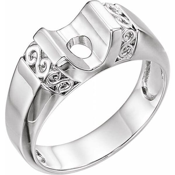 14K White 7 mm Round Solitaire Ring Mounting