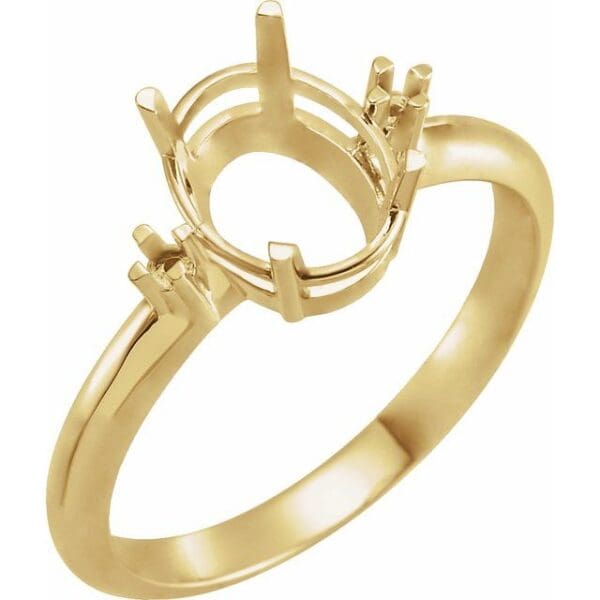 14K Yellow 8x6 mm Oval Accented Ring Mounting