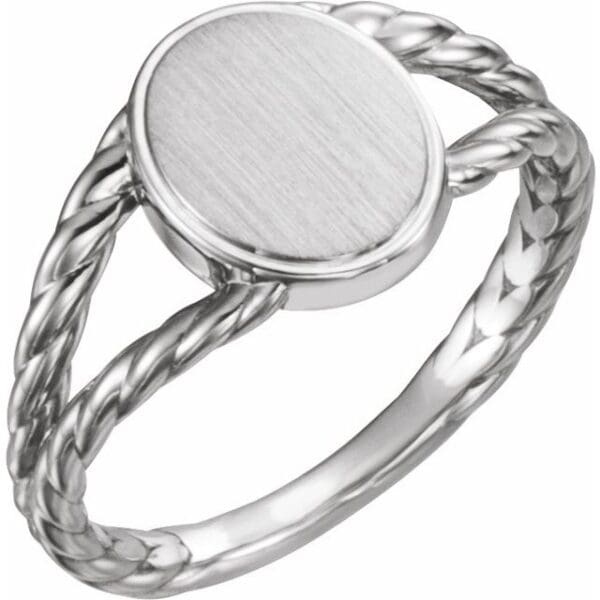14K Yellow 11x9 mm Oval Rope Signet Ring