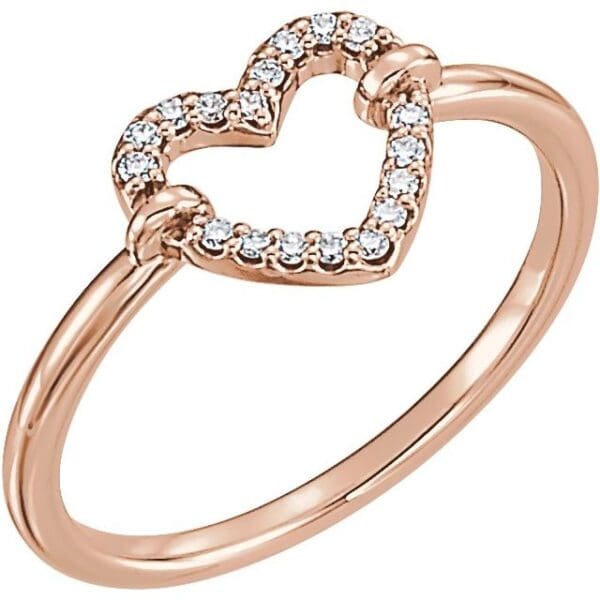 14K White .07 CTW Natural Diamond Heart Ring