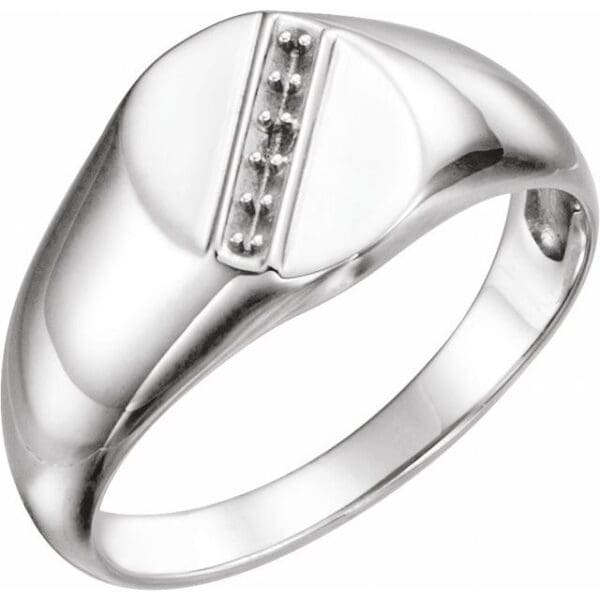 14K White 11x10 mm Oval Signet Ring Mounting