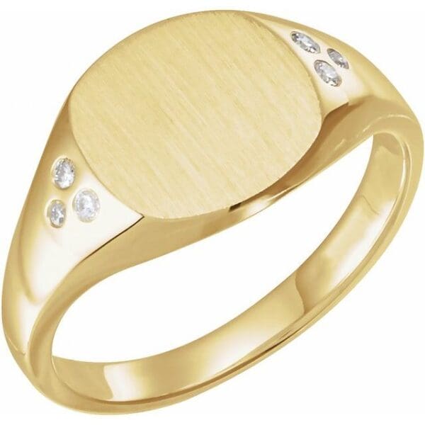 14K White 10.8x10.2 mm Square Accented Signet Ring Mounting