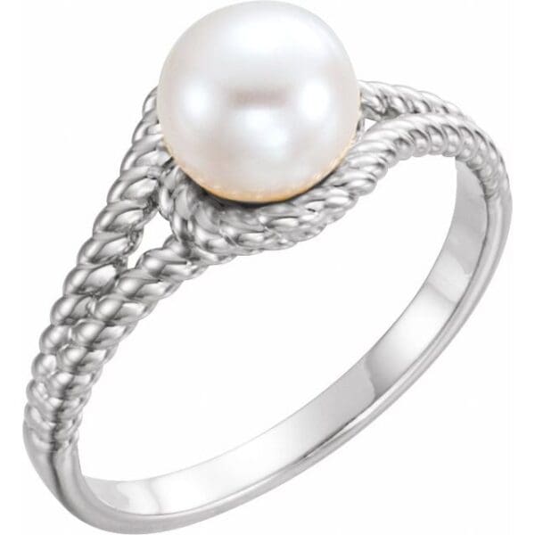 14K Yellow Rope Ring Mounting for 7-7.5 mm Pearl