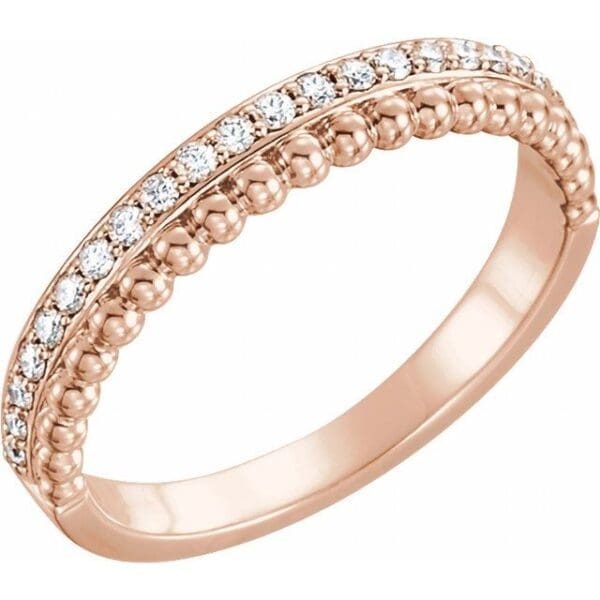 14K White Beaded Ring Mounting