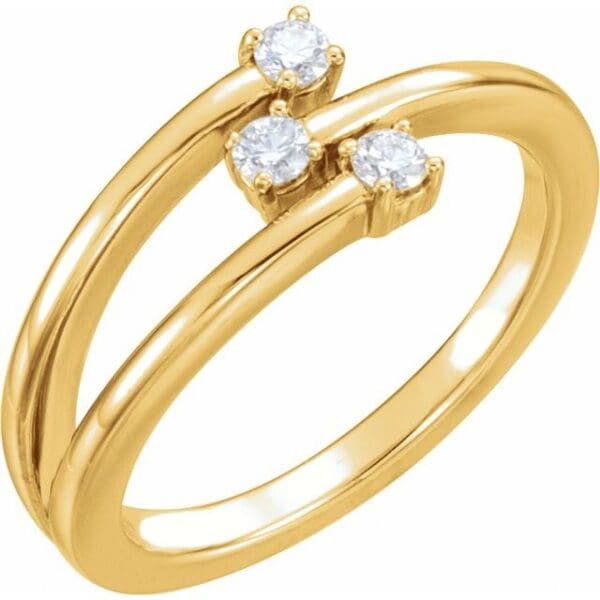 14K White 2.5 mm Round Three-Stone Bypass Ring Mounting