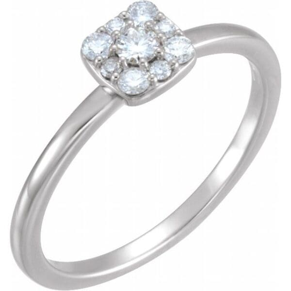 14K White 1/4 CTW Natural Diamond Stackable Cluster Ring