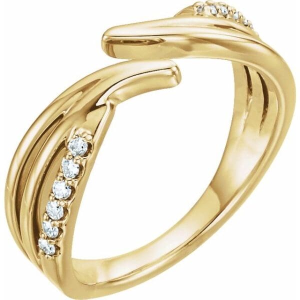14K Yellow 1/8 CTW Natural Diamond Bypass Ring