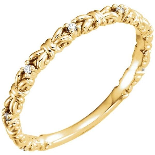 14K White .04 CTW Natural Diamond Stackable Ring