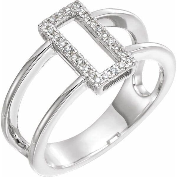 14K White 1/10 CTW Natural Diamond Geometric Ring