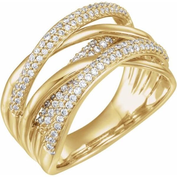 14K Yellow 1/2 CTW Natural Diamond Criss-Cross Ring