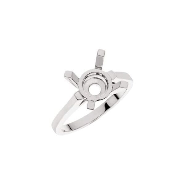 14K White 14 mm Round 4-Prong Solitaire Ring Mounting