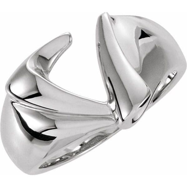14K White 12.8 mm Freeform Ring
