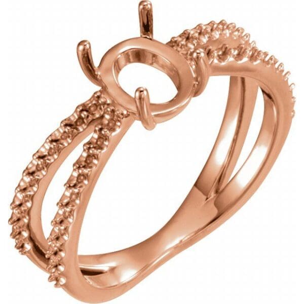 14K Rose Accented Cabochon Ring Mounting