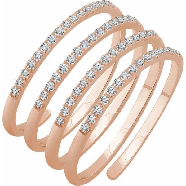 14K Yellow 1/2 CTW Natural Diamond Spiral Ring