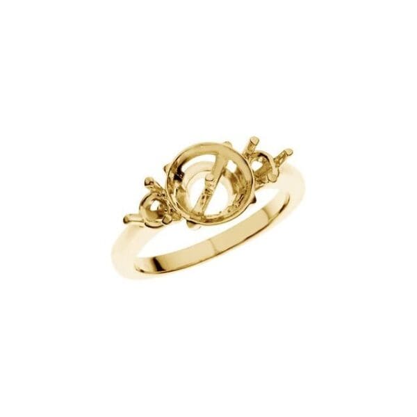 14K White Accented Ring Mounting for 9 mm Pearl