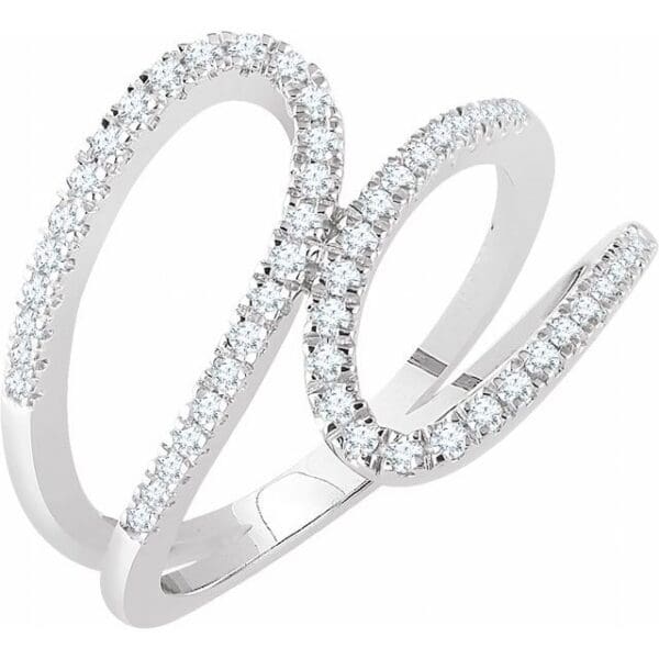 14K White 1/3 CTW Natural Diamond Freeform Ring
