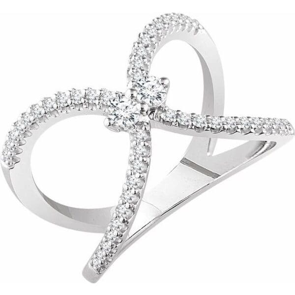 14K White 3/8 CTW Natural Diamond Negative Space Ring