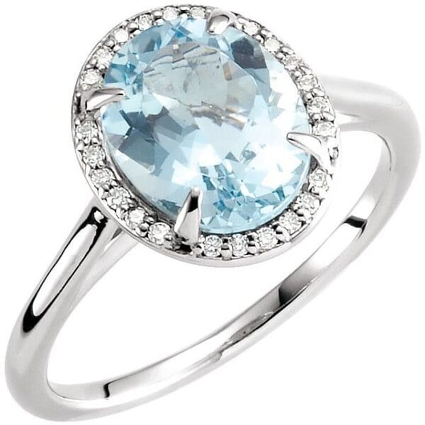 14K White 7x5 mm Oval Halo-Style Ring Mounting