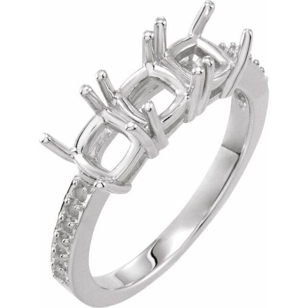 14K Yellow 2-Stone 1/5 CTW Natural Diamond Semi-Set Family Ring