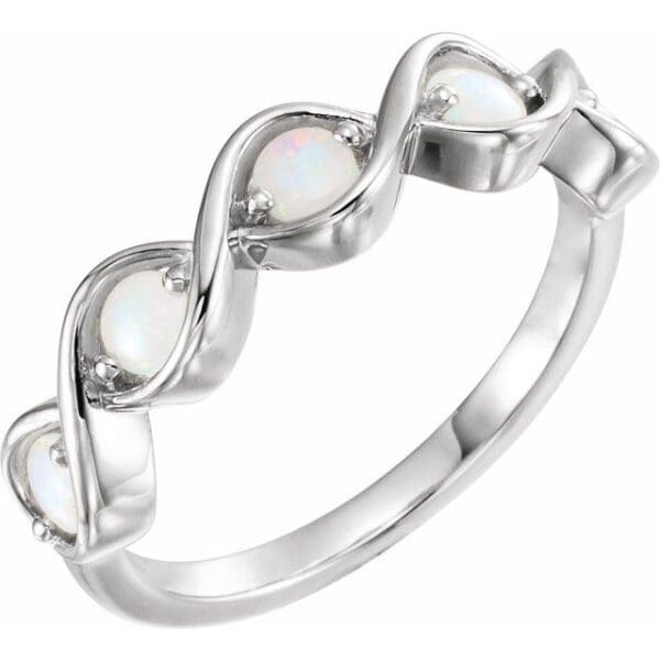 14K White 3 mm Round Cabochon Stackable Ring Mounting