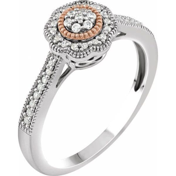 10K White/Rose 1/6 CTW Natural Diamond Promise Ring