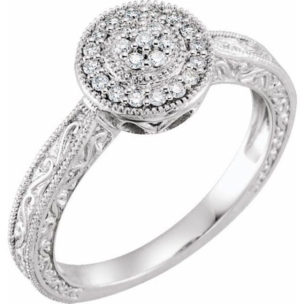 10K White 1/6 CTW Natural Diamond Ring