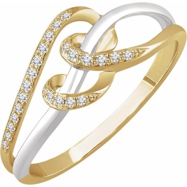 14K White /Yellow 1/10 CTW Natural Diamond Negative Space Ring