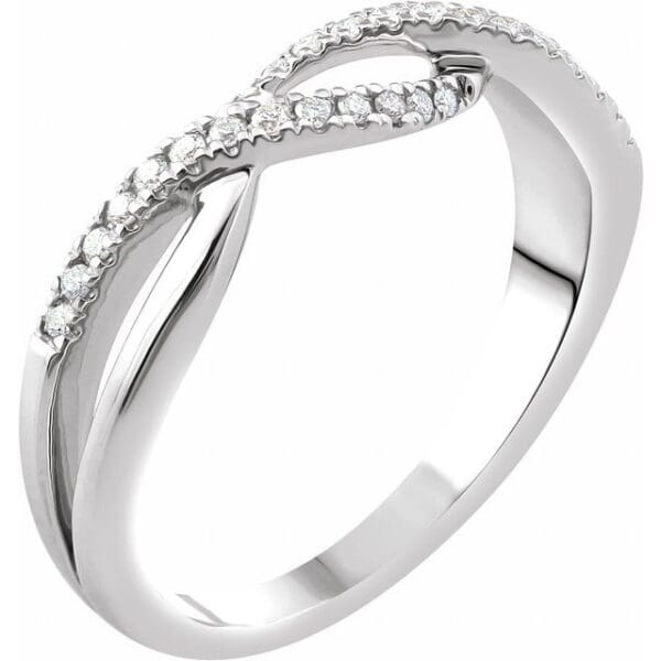 14K White 1/6 CTW Natural Diamond Criss-Cross Ring