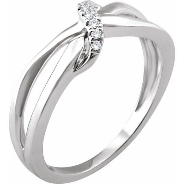 14K White .05 CTW Natural Diamond Negative Space Ring