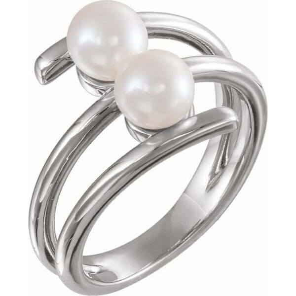 Sterling Silver Two-Stone Ring Mounting for 5.5 mm Pearls