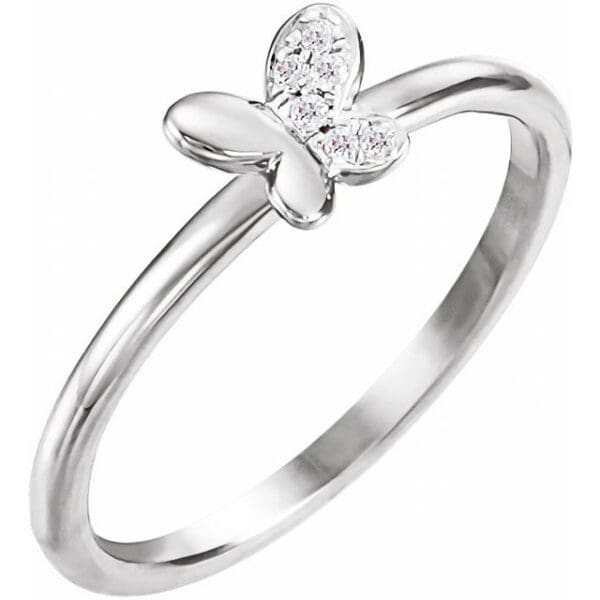 14K Yellow .02 CTW Natural Diamond Butterfly Youth Ring